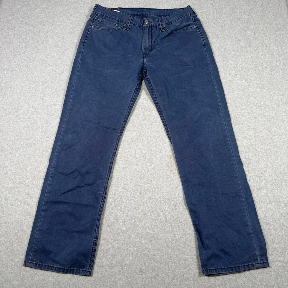 Levis 514 Straight Fit Blue Cotton Canvas Pants Mens 33x30 Preppy Blokecore